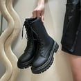 thumbnail image 5 of UngA Combat Boots for Women Mid Calf Built-in Wallet Pocket Lace up Military Womens Boots Black,Size 6, 5 of 7