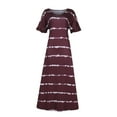 thumbnail image 1 of VEKDONE Robe Maxi d'Été pour Femme à Manches Courtes, Rayée, Décontractée, Longue, de Plage, Coupe Ample, Col en V, Robe Soleil, Détente, Fluide, Robe T-Shirt, 1 of 6