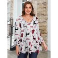 thumbnail image 3 of LATWIIV Tunic Tops for Women 3/4 Sleeve Plus Size Women's Tunics Loose Fit Floral Swing Flare Ladies Blouse for Leggings Flower63 1X, 3 of 7