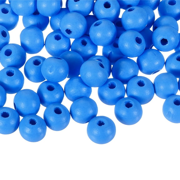 100Pack 12mm Colored Natural Wood Beads, Large Hole Round Colorful Wooden Spacer Beads  (Blue)