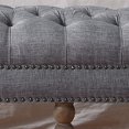 thumbnail image 3 of Rosevera Berta Upholstered Polyester Tufted Top with Nailhead Rectangular Bench for Living Room Footrest Bedroom Entryway, Small, Grey with Caster, 3 of 4