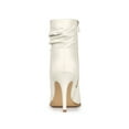 thumbnail image 2 of BLISSFUL STEP Women's Ankle Boots Slouch Pointed Toe Stiletto Heel Side Zip PU Booties Cream 7.5, 2 of 7