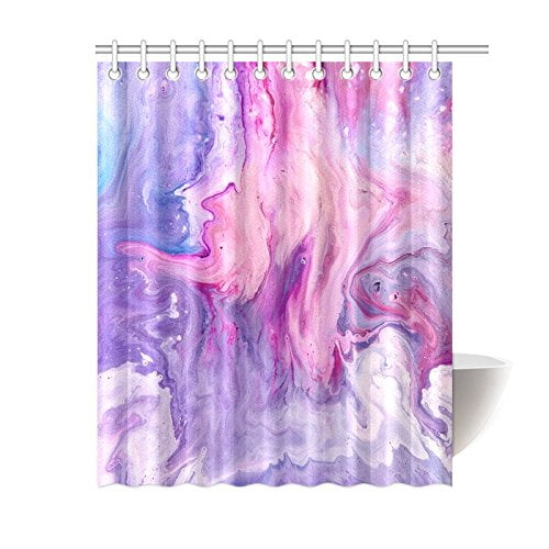 MKHERT Abstract Purple and Pink Marble Stone Waterproof Shower Curtain