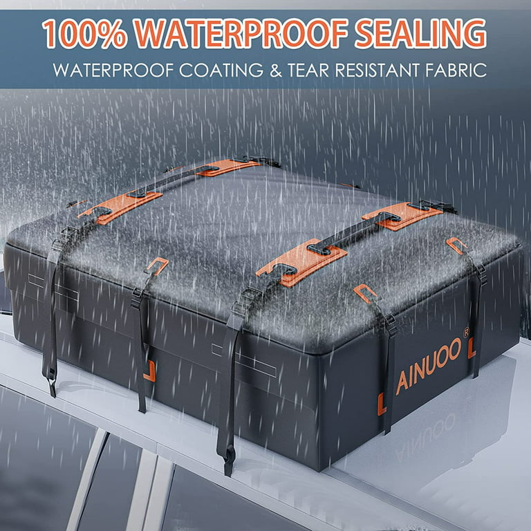 Elantrip Car Roof Bag top Cargo Carrier Bag 15 Cubic Feet Soft Car Rooftop  Cargo Bag - Waterproof Zip, Luggage Lock, Anti-Slip Mat, Storage Bag, Door