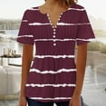 thumbnail image 1 of Blouses pour Femmes Imprimé Col en V Boutonné Haut Court, 1 of 1
