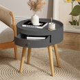 thumbnail image 2 of End Table with Storage Drawer, Coffee Table, Bedside Table, Sofa Side Table with Oak Table Legs, Suitable for Living Room and Bedroom, Gray, 2 of 5
