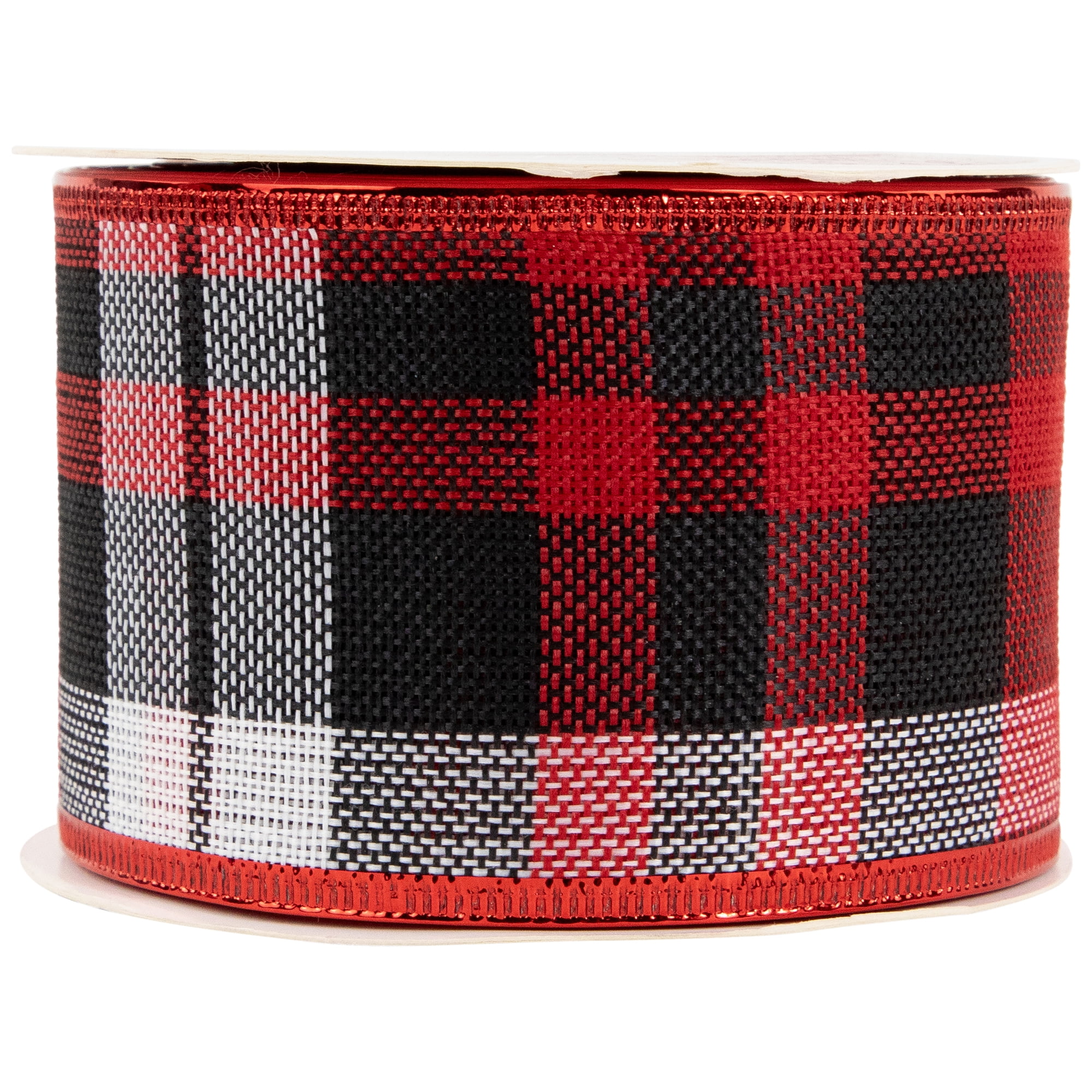 Northlight Red and Black Plaid Wired Craft Christmas Ribbon 2.5" x 10 Yards