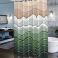 thumbnail image 3 of Abstract Shower Curtains for Bathroom, Sage Green Brown Gradient Waves Beach Lines Washable Fabric Shower Curtain with Hooks Waterproof Bathroom Decor Sets, 48 x 72 Inches, 3 of 9