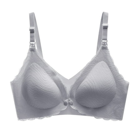Quealent Nursing Bras for Breastfeeding Womens Maternity Bras Seamless Wireless Sleeping Bra (Gray M)
