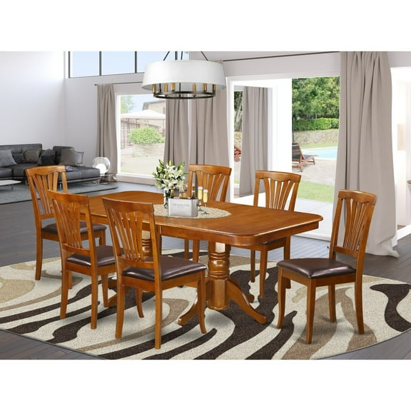 Rustic Kitchen Dining Set - 7 Piece Table & Chair Set - 40x78 Inch Rectangle Table