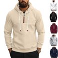 thumbnail image 7 of Chiccall Mens Hoodie with Pocket Drawstring Quarter Zip Long Sleeve Hooded Sweatshirts Casual Athletic Pullover Sweatshirts, 7 of 7