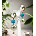 thumbnail image 4 of Clip on 2 1/4" gold, turquoise bead and pearl dangle earrings, 4 of 4