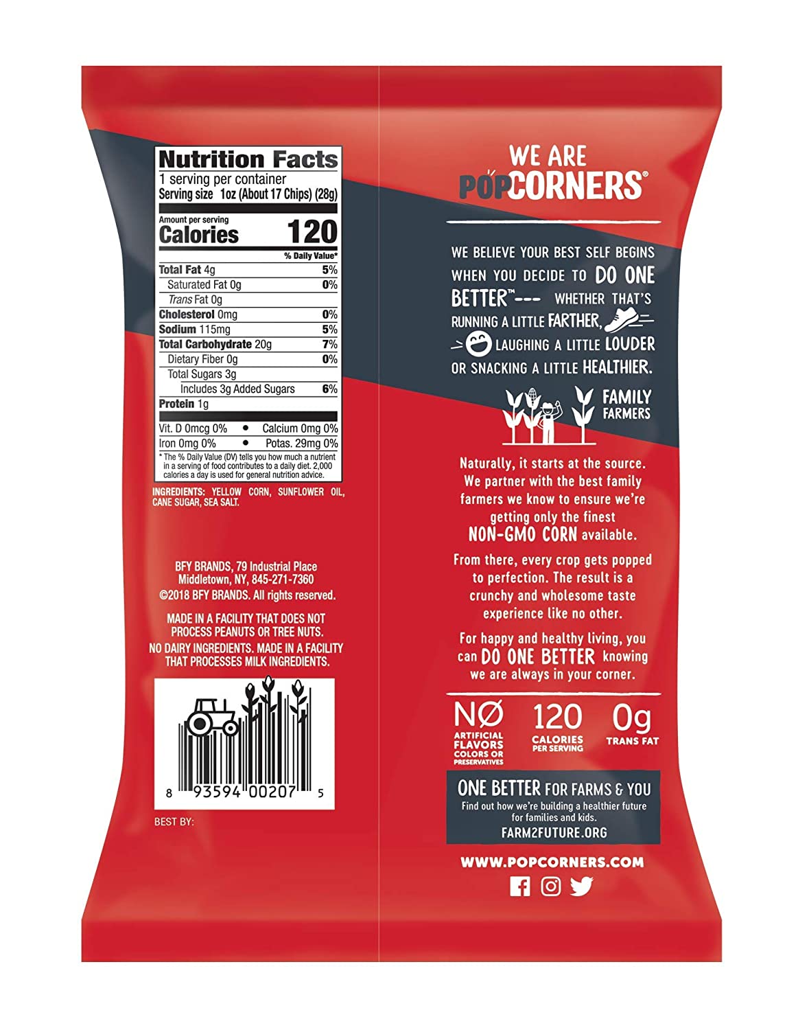 Popcorners Snack Pack, Gluten Free, Vegan Snack Kettle Corn, 1 Oz (Pack of 20)
