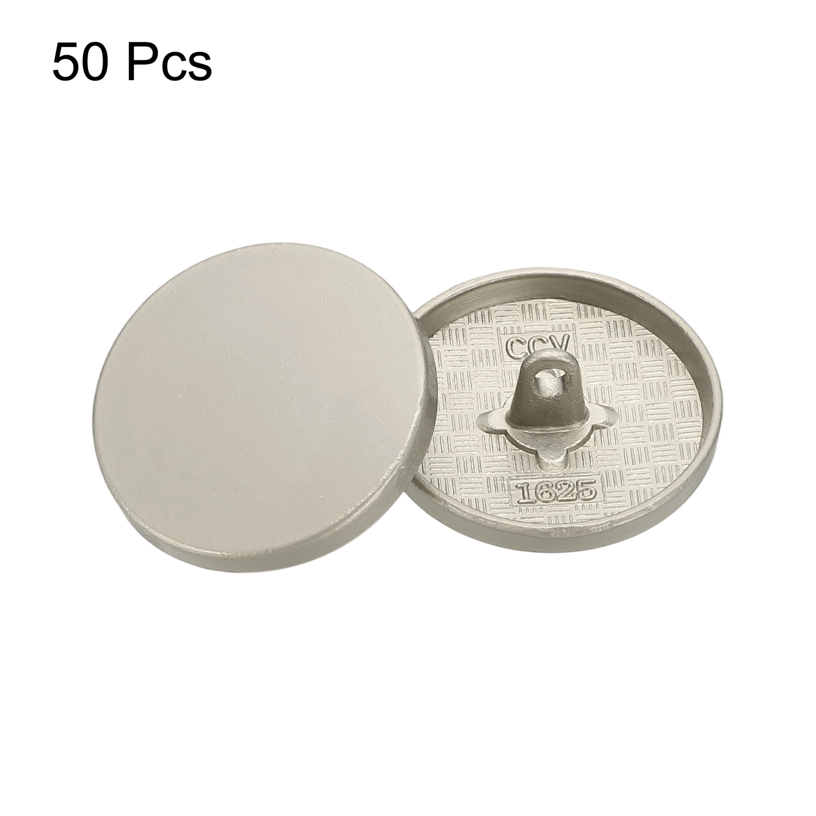 50pcs 40L Metal Round Flat Sewing Buttons 25mm Alloy Shank Craft Replacement Button for Men Women Suit Woolen Coat Shirt Trousers Sewing Crafts, Grey