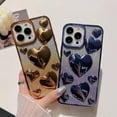 thumbnail image 6 of Compatible with iPhone 14 Pro Max Bling Case Glitter 3D Love Heart Electroplating Glossy Gradient Shiny Clear Cute Luxury Fashion Unique Shockproof Protection Cover for Women Girls Blue, 6 of 8