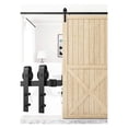 thumbnail image 1 of Barn Sliding Wood Door Hardware Set Steel Slide Rail Antique Track System Black Sliding Door Barn Track Hardware Rails Sliding ,Easy to Install, 1 of 6