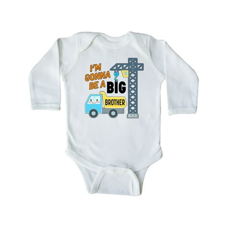 

Inktastic Im Gonna Be a Big Brother- truck and crane Gift Baby Boy Long Sleeve Bodysuit