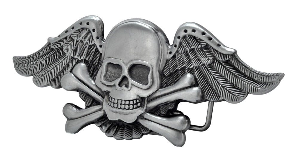 skull with wings belt buckle