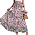 thumbnail image 4 of Skirts for Women Floral Print Maxi Skirts Summer Flowy Long Skirts High Waist (Purple XXL), 4 of 8