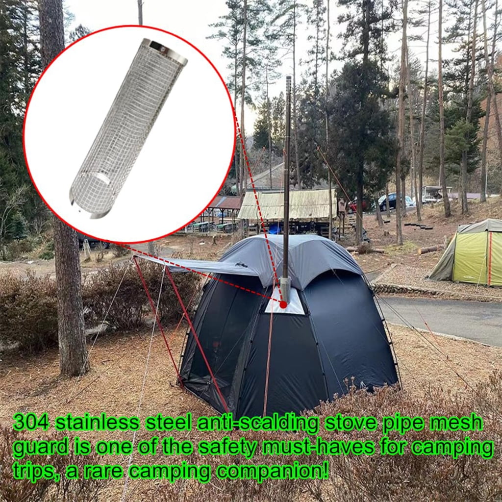 Portable Stainless Steel Tent Stove Chimney Heat Protector for Outdoor Use