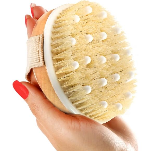 Cepillo corporal seco (1 paquete) - Reduce la celulitis Cepillo seco para celulitis y drenaje linfático Cepillo exfoliante con nódulos de masaje suave Cepillo de ducha Depurador corporal (Cepillo de c