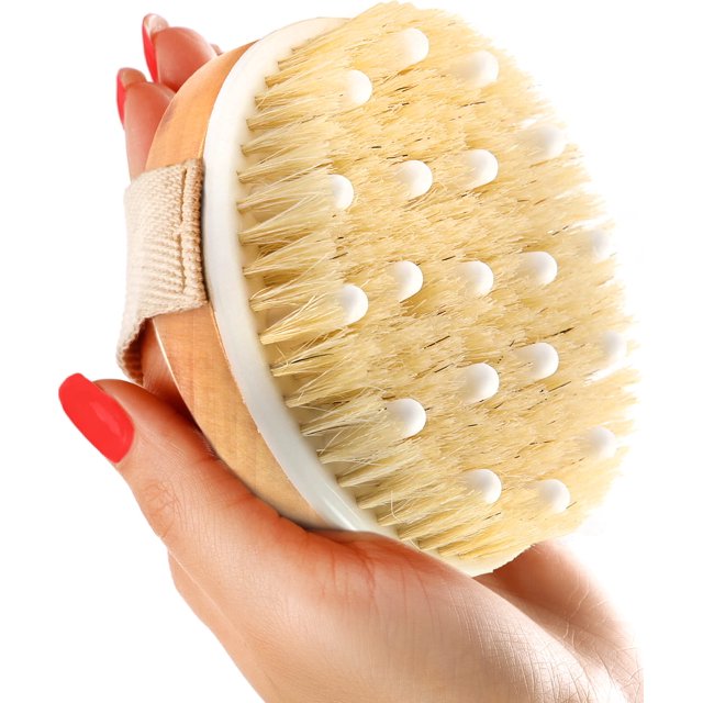 Cepillo corporal seco (1 paquete) - Reduce la celulitis Cepillo seco para celulitis y drenaje linfático Cepillo exfoliante con nódulos de masaje suave Cepillo de ducha Depurador corporal (Cepillo de c
