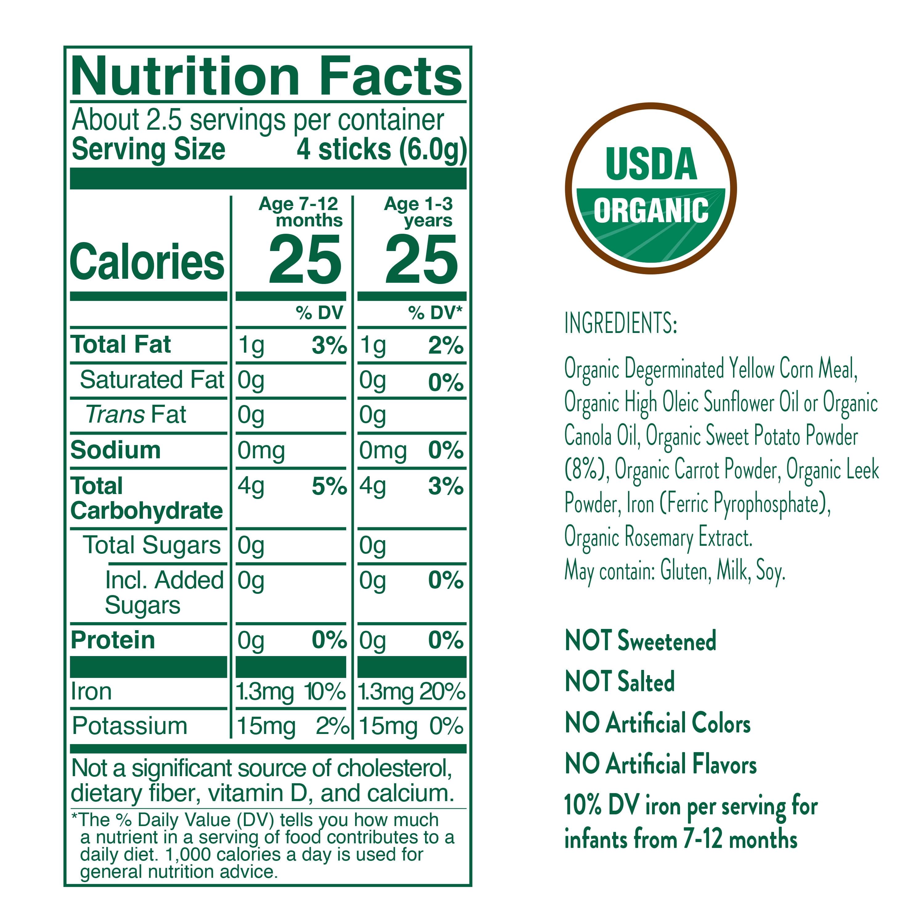Little Bellies Organic Sweet Potato Pick-Me Sticks 0.56 oz Bag