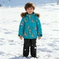 thumbnail image 2 of KAUOD Kids Cute Dinosaur Ski Suits 2 Piece Winter Puffer Jackets Bib Pants Set Boys Girls Outdoor Hiking Snowpants Snowsuit, 2 of 6