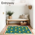thumbnail image 3 of ODIKA 6'x9' Machine Washable Non-Slip Area Rug, Holiday Patchwork Canine Motif with Ornate Festive Symbols Interlaced High Traffic Rug with Pad, Blue, 634461, 3 of 8