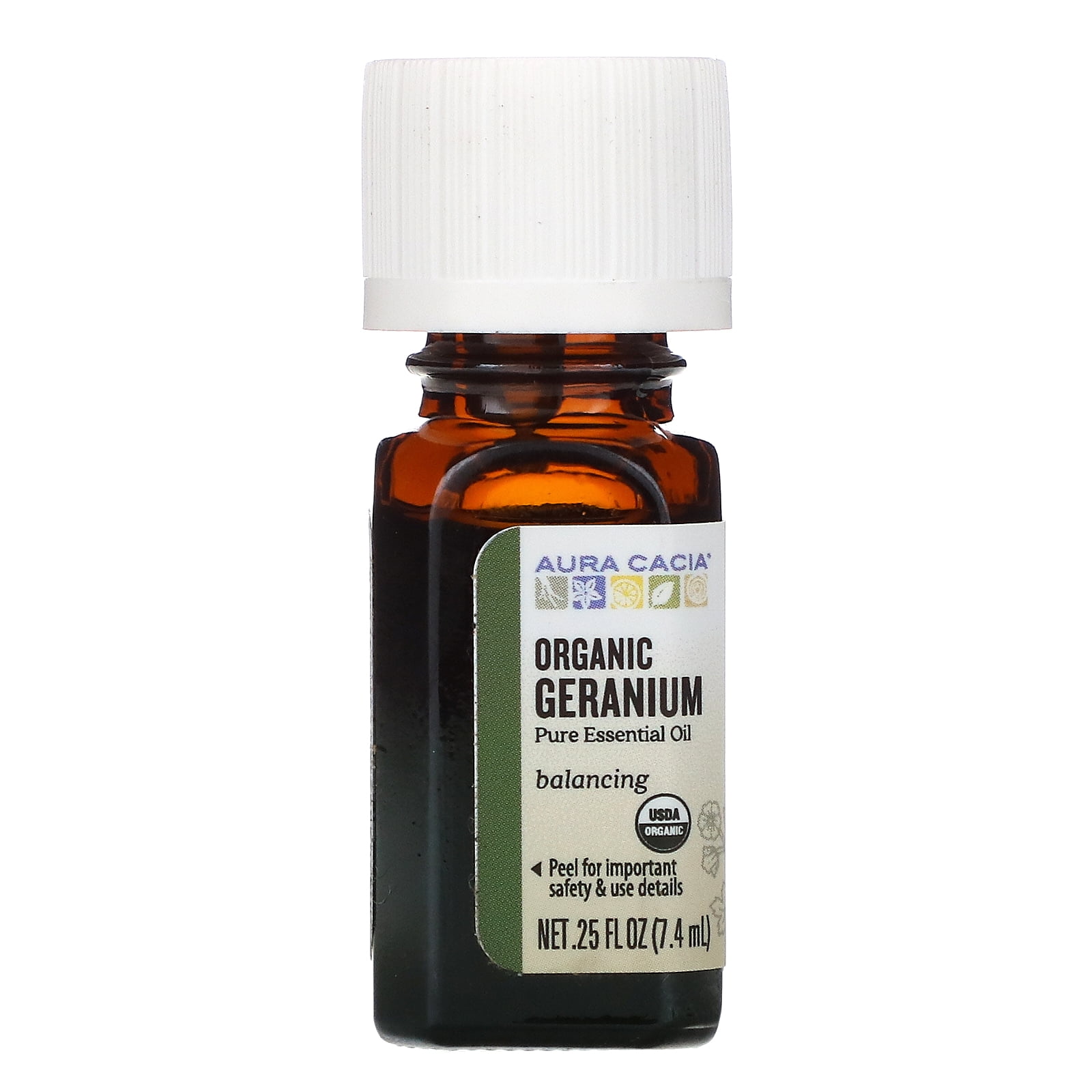 Aura Cacia Pure Essential Oil, Organic Geranium, 0.25 fl oz (7.4 ml)