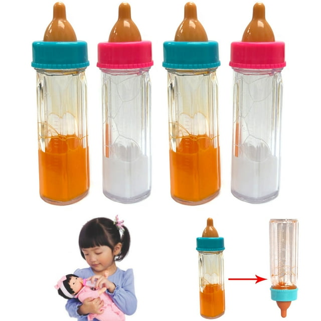 Ensemble Magique de 4 Poupées Bébé Biberon Lait Disparaissant Jouet de Jeu d'Imitation