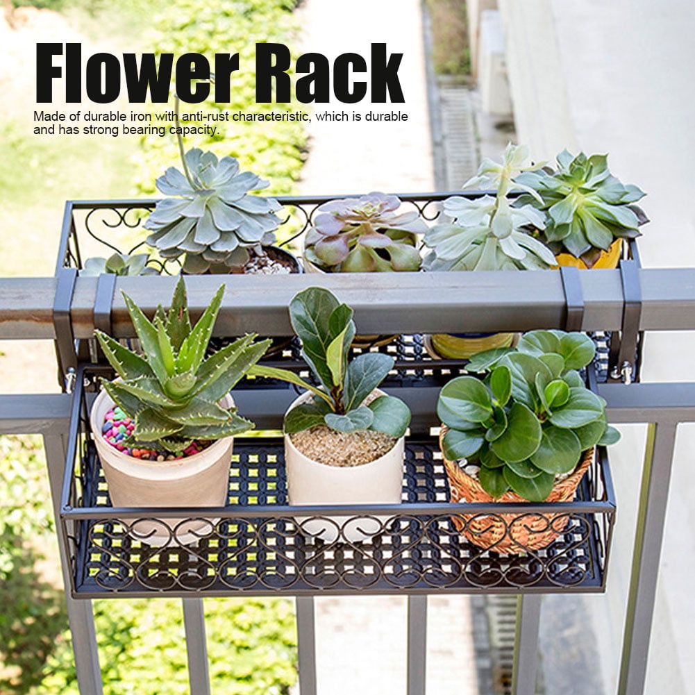 OTVIAP Balcony Plant Shelf,Flower Pot Rack,Iron Balcony