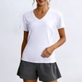 thumbnail image 2 of hoksml Women's V-Neck Short Sleeve Workout Shirt with Breathable Mesh Panels, Quick Dry Athletic Top for Running Yoga Gym, 2 of 6