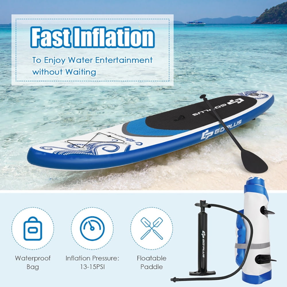 Resenkos Surfboard,Stand Up Paddle Board, 10.6-Feet Inflatable Adjustable Paddle Board with Carry Bag