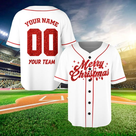 Personalized Christmas Baseball Jersey Shirt, Baseball Jersey, Merry Christmas Jersey, Baseball Player Gift, Baseball Shirt