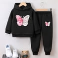 thumbnail image 2 of Jowowha Kids Girls 2 Piece Tracksuit Sweatsuit Hoodies Sweatshirt Pullover with Jogger Sweatpants Set Black 120, 2 of 5