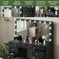 thumbnail image 4 of Uforic Black 8-Drawer Makeup Vanity Desk with Dimmable Hollywood LED Mirror USB-C & 2 AC Outlets, 4 of 8