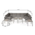 thumbnail image 2 of Eliezer Outdoor 9 Seater Aluminum Sectional Sofa Set with Side Tables, Silver, Khaki, 2 of 8