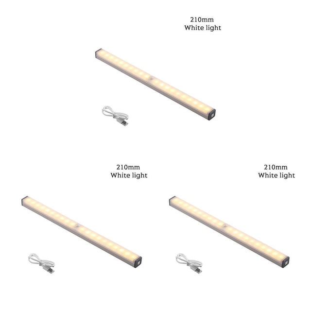 Billuyoard Gabinete LED Raya de luz Sensor de movimiento Lámpara Cuerpo Inducción 3 Modelos Luz nocturna Armario de oficina 210 mm luz blanca Type1 NO1 Billuyoard CBP109775
