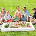thumbnail image 3 of Large Inflatable Ice Serving Bar for Food, Drinks, Salad, Floating Buffet Cooler Tray with Drain Plug for Pool Party, BBQ, Picnic, Camping, Beach, and Outdoor Supplies, 3 of 8