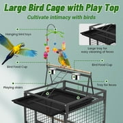 Winkalon 82 Rolling Metal Large Bird Cage with Play Top for Large Pet Birds,Black