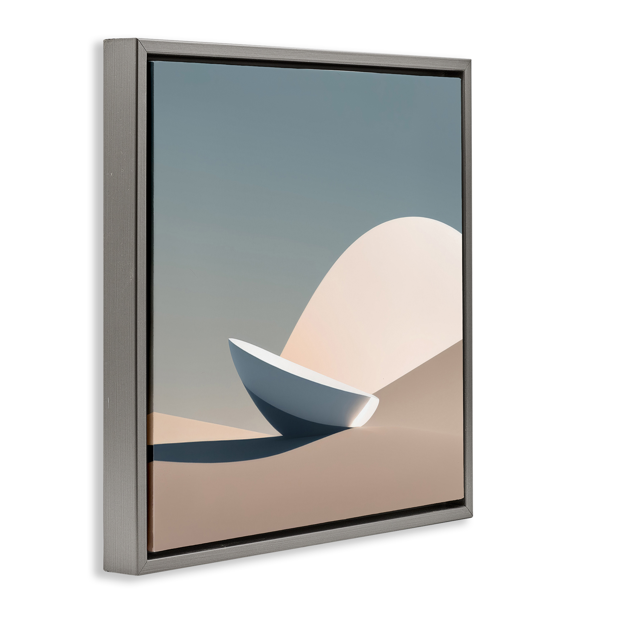Stupell Industries Buried Space Capsule Landscape Painting Gray Floater Framed Canvas Art Print Wall Art, 18 x 18