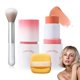 thumbnail image 1 of Colorete en barra en crema con brocha y esponja de maquillaje Barra de maquillaje en crema múltiple resistente al agua Rubor múltiple 2 en 1 ligero y duradero para mejillas, tinte de labios y sombra d, 1 of 1