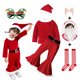 thumbnail image 1 of Vestido de Navidad para niñas, conjunto de 3 piezas, sombrero, camiseta y pantalones, juego de rol, pantalones largos acampanados, disfraz de elfo de Año Nuevo, disfraz de Papá Noel para niñas, 1 of 5