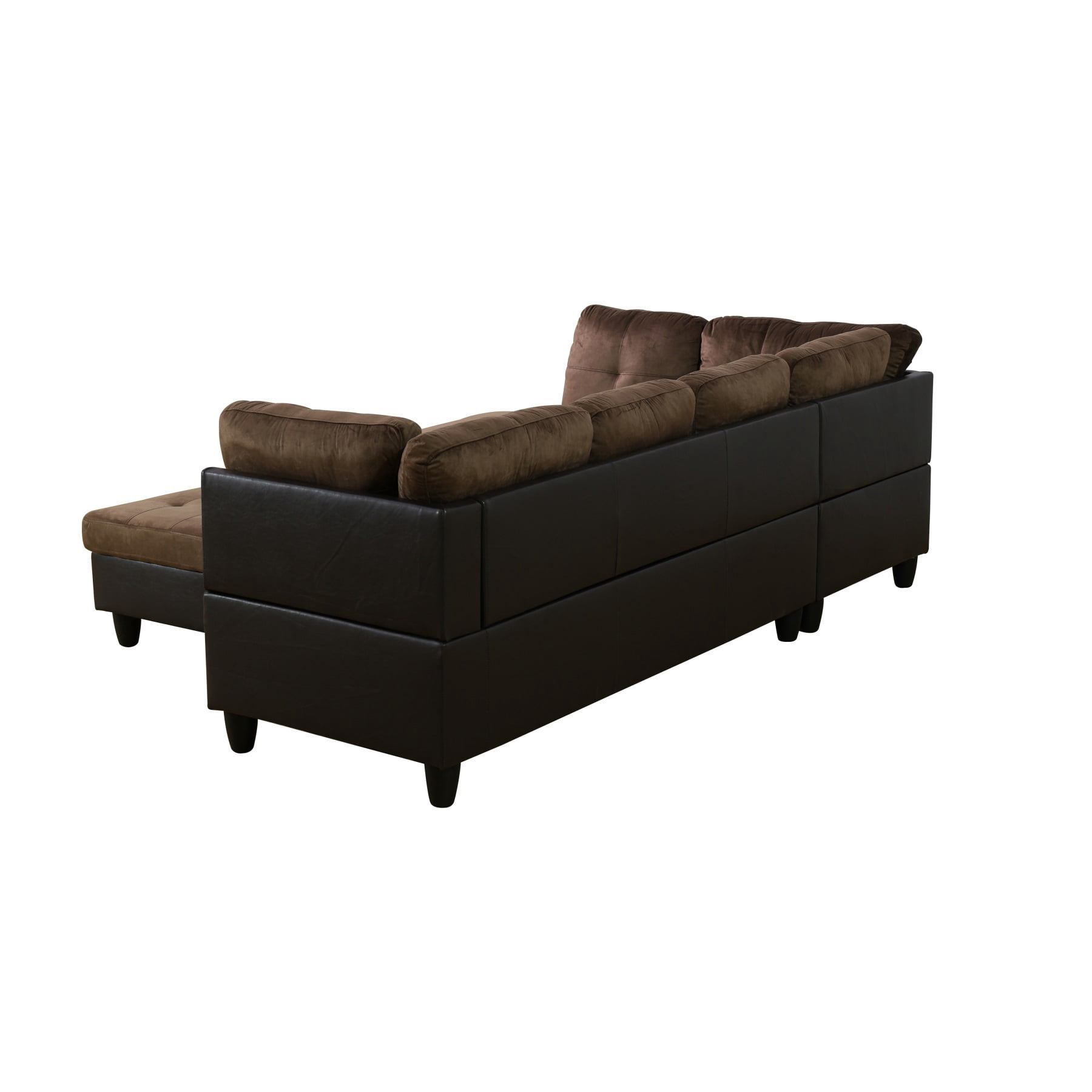 Hommoo Lint & PVC L-Shaped Sectional Couch and Sofa Set, Modern Living Room Furniture Set, Left Side, Brown