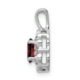 thumbnail image 2 of White Sterling Silver Charm Pendant (01) January Garnet Oval Red Diamond Round, 2 of 3