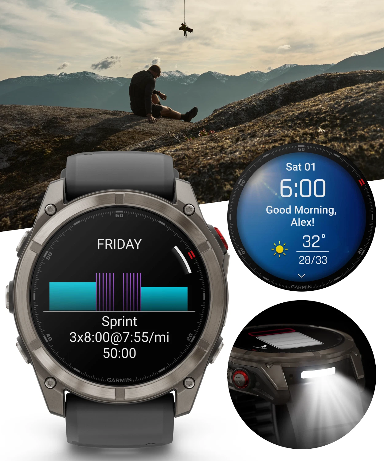 Garmin Fenix 8 Pro - 51mm AMOLED Sapphire Premium Connected Multisport GPS Smartwatch, inReach, Titanium & Graphite/Black Silicone Band w/ Wearable4U PowerBank Bundle