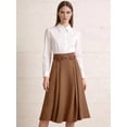 thumbnail image 5 of Women'S High Waist A-Line Skirt Flared Midi Skirt Vinage Skirt with Belt Brown XL, 5 of 7
