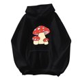 thumbnail image 1 of Sudadera con capucha Hanzidakd para mujer, bonita sudadera con capucha de hongo kawaii para adolescentes, ropa para niñas, sudadera con capucha, camisetas, negro, L, 1 of 5