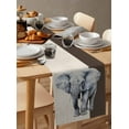 thumbnail image 6 of ERUNPONLY Vintage Elephant Table Runner - 120 Inch Long Modern Art Animal Watercolor Cotton and Linen Blended Dress Scarves Farmhouse Table Runner for Kitchen Dining, Coffee Table, 13"x120", 6 of 8